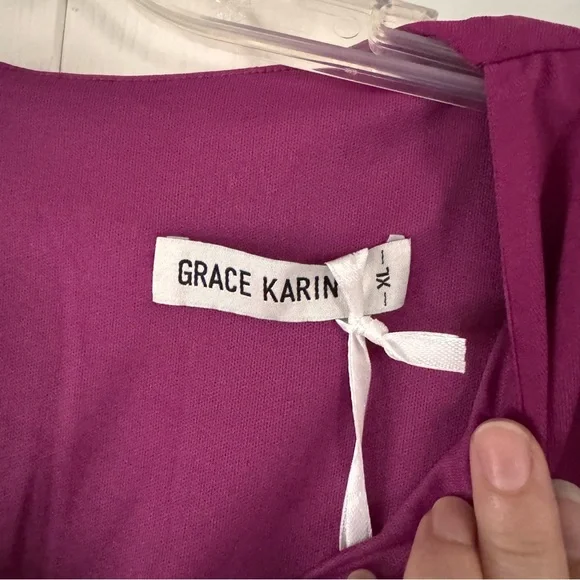 Women’s v-neck ruched sleeveless dress in magenta, size XL NWT - Picture 4 of 14